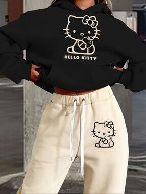 Hello Kitty Black Hoodie And Sweatpants